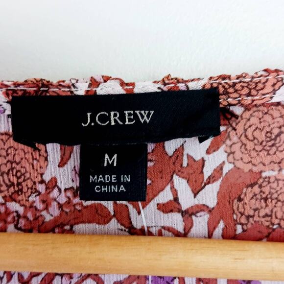 J.Crew SZ M Ruffle Crinkle Chiffon Top in Fête Floral NWT - Picture 4 of 8